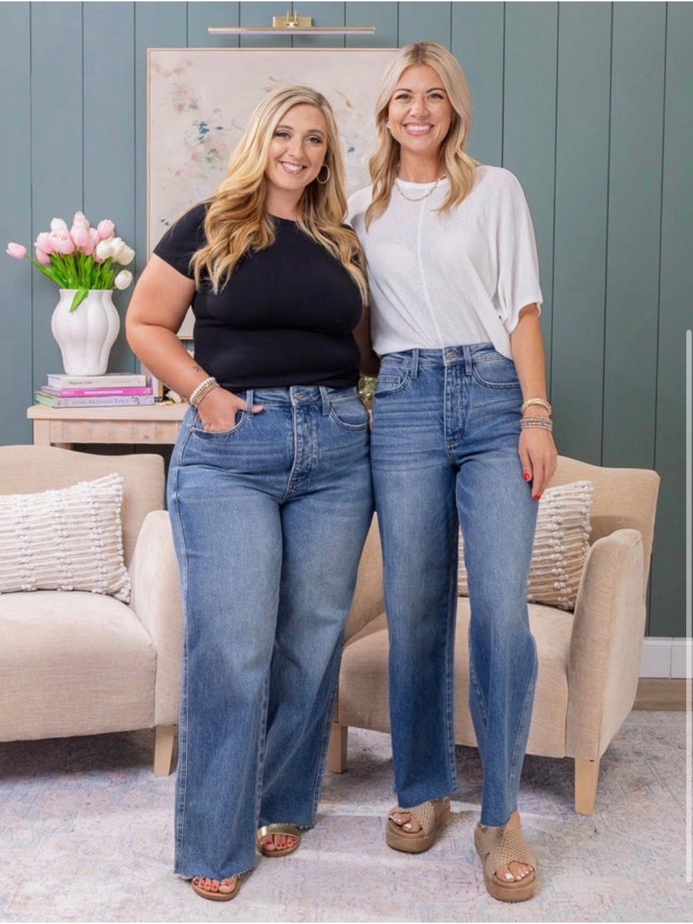 Judy Blue Medium Wash High-Rise Wide & Straight Jeans